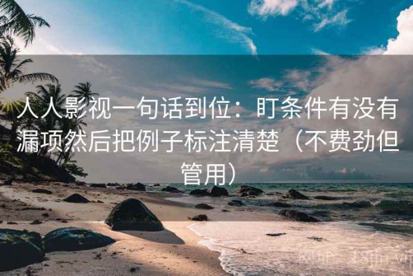 人人影视一句话到位：盯条件有没有漏项然后把例子标注清楚（不费劲但管用）