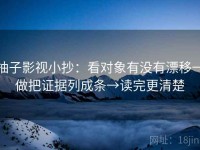 柚子影视小抄：看对象有没有漂移→做把证据列成条→读完更清楚