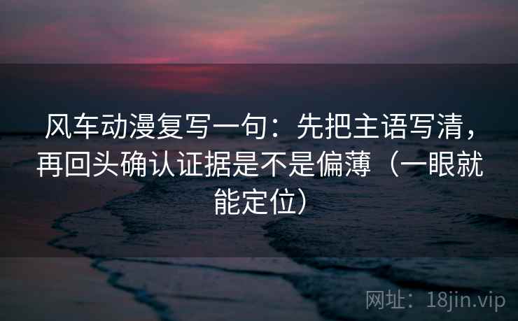 风车动漫复写一句：先把主语写清，再回头确认证据是不是偏薄（一眼就能定位）